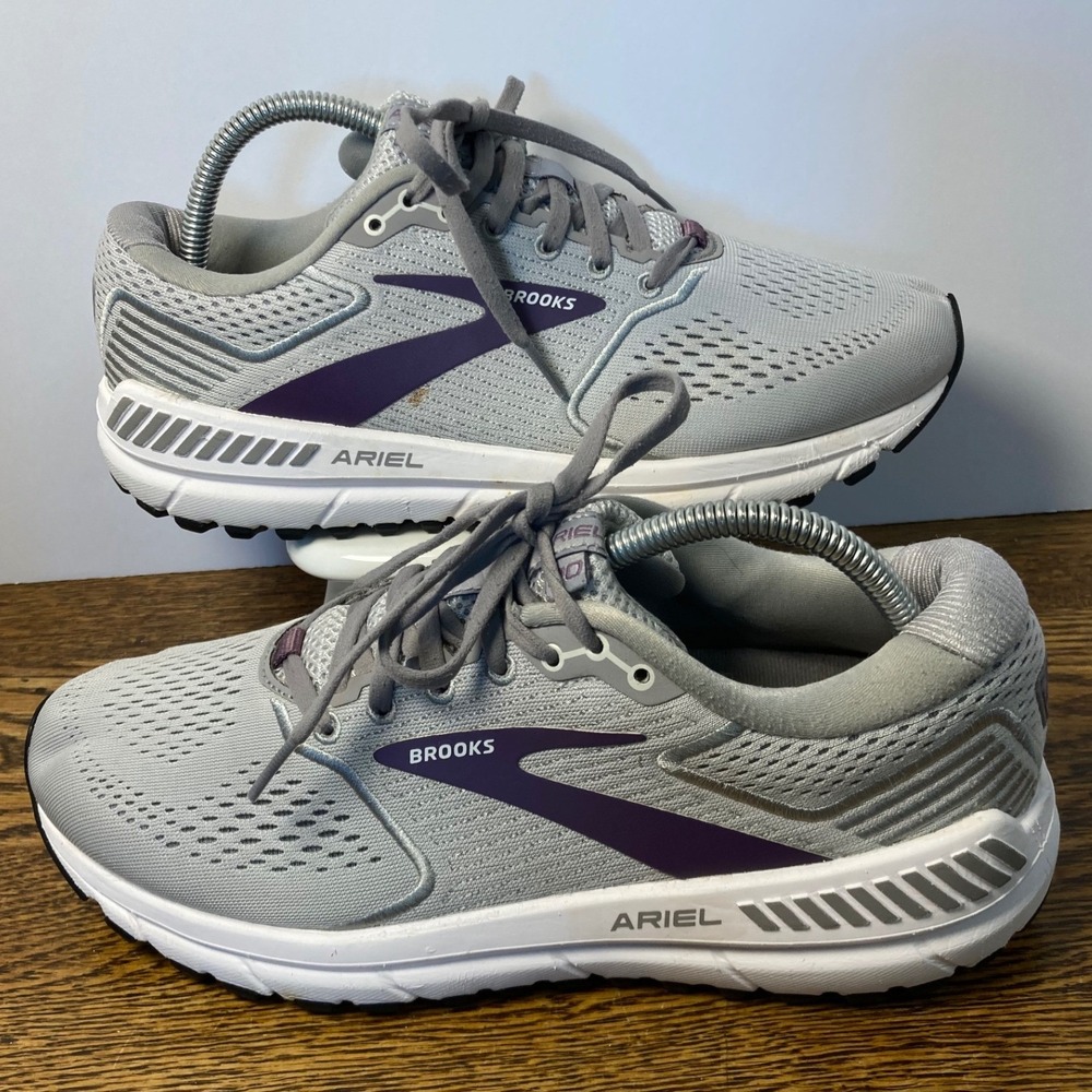 Brooks Ariel 20 Womens 10 B Grey Purple Running Shoes 1203151B009 Stability